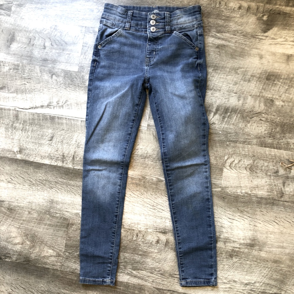 Thereabouts Girls 10 Jeggings Multiple Buttons Adjustable Waist Medium Wash